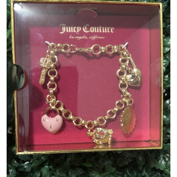 JUICY COUTURE GOLD CHARM BRACELET WITH 5 CHARMS - Picture 1 of 3